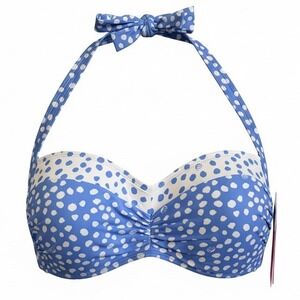 Lilly Pulitzer Roby Bikini Top Zanzibar Blue Lillys Dot Halter Size 14 NWT
